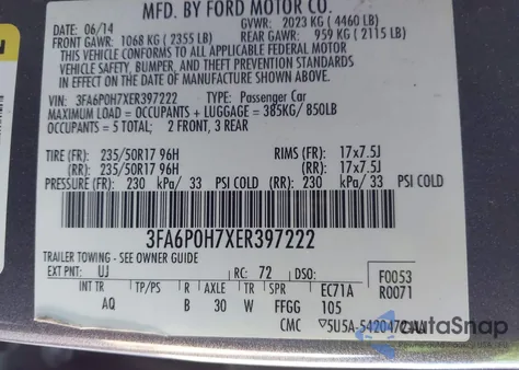 2014 Ford Fusion Se из США, поврежденный, VIN 3FA6P0H7XER397222